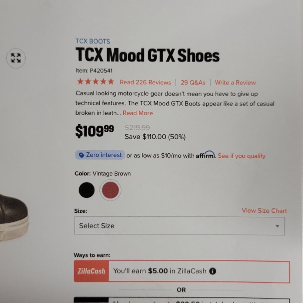 TCX Men's Mood GTX Motorcycle Riding Shoe Men's 11/45 - Picture 8 of 9